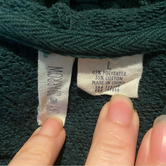 SKY AND SPARROW Women Dark Sage Green Hoodie Sweater Size Large - Picture 5 of 6